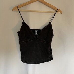 Me to We black crop top v-neck spaghetti straps women's size small boho style